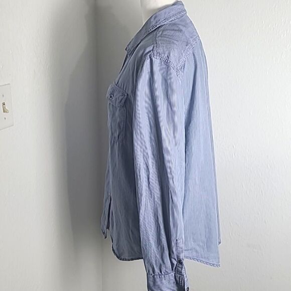 Chaps Blue & White Pinstripe Buttondown Shirt, Size XL - Picture 5 of 10